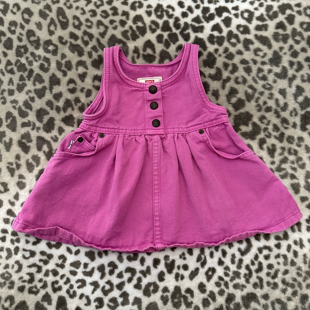 1997 Vintage Levi’s Jeanswear For Girls Colored Denim Dress Pink Size 18 months